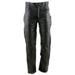 Milwaukee Leather LKM5726 Men’s Black Premium Leather Motorcycle Over Pants with Side Zipper and Snaps - Image 4