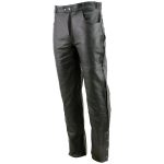 Milwaukee Leather LKM5726 Men’s Black Premium Leather Motorcycle Over Pants with Side Zipper and Snaps