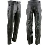 Milwaukee Leather LKM5726 Men’s Black Premium Leather Motorcycle Over Pants with Side Zipper and Snaps - Image 6