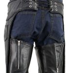Milwaukee Leather LKM5724 Men’s Black Braided Premium Leather Classic Fit Leather Chaps w/ Elastic Panel - Image 9