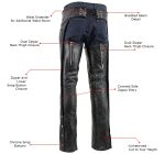 Milwaukee Leather LKM5724 Men’s Black Braided Premium Leather Classic Fit Leather Chaps w/ Elastic Panel - Image 4