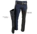 Milwaukee Leather LKM5724 Men’s Black Braided Premium Leather Classic Fit Leather Chaps w/ Elastic Panel - Image 5