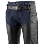 Milwaukee Leather LKM5724 Men’s Black Braided Premium Leather Classic Fit Leather Chaps w/ Elastic Panel - Image 12