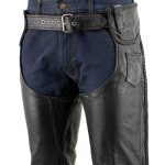 Milwaukee Leather LKM5724 Men’s Black Braided Premium Leather Classic Fit Leather Chaps w/ Elastic Panel - Image 8