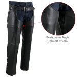 Milwaukee Leather LKM5714 Men’s Black Premium Leather Motorcycle Riding Chaps w/ Removable Insulating Liner - Image 4