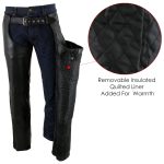 Milwaukee Leather LKM5714 Men’s Black Premium Leather Motorcycle Riding Chaps w/ Removable Insulating Liner - Image 5