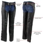 Milwaukee Leather LKM5725 Women’s Braided Black Premium Leather Motorcycle Rider Chaps - Image 2