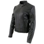 Milwaukee Leather LKL2735 Women’s Black Premium Leather Scuba Style Biker Jacket w/ Mandarin Collar - Image 8