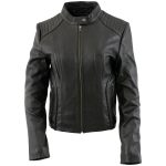 Milwaukee Leather LKL2735 Women’s Black Premium Leather Scuba Style Biker Jacket w/ Mandarin Collar - Image 7