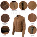 Milwaukee Leather LKL2736 Women’s Cognac Premium Leather Scuba Style Biker Jacket w/ Mandarin Collar - Image 4