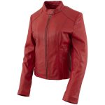 Milwaukee Leather LKL2738 Women’s Red Premium Leather Scuba Style Biker Jacket w/ Mandarin Collar - Image 9