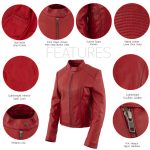 Milwaukee Leather LKL2738 Women’s Red Premium Leather Scuba Style Biker Jacket w/ Mandarin Collar - Image 4