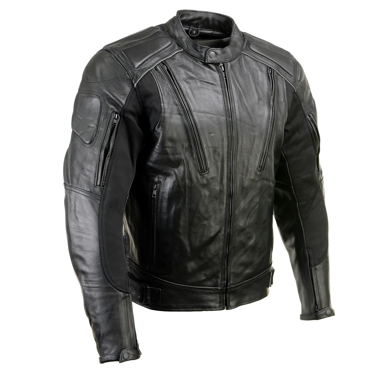Milwaukee Leather LKM17007 Men’s Premium Black Leather Motorcycle Bikers Rider Jacket w/ CE Armor