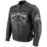 Milwaukee Leather LKM17008 Men’s Premium Black Reflective Skulls Cruiser Style Motorcycle Jacket w/ CE Armor - Image 10