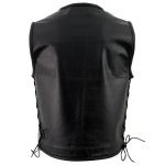 Milwaukee Leather Men’s Drifter Black Collarless Buffalo Leather Motorcycle Vest – LKM3792 - Image 4