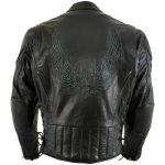 Milwaukee Leather LKM7009 Men’s Flying Mayhem Skull Premium Black Leather Motorcycle Riders Jacket w/ CE Armor Protection - Image 2