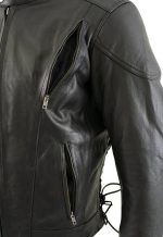 Milwaukee Leather LKM7009 Men’s Flying Mayhem Skull Premium Black Leather Motorcycle Riders Jacket w/ CE Armor Protection - Image 7