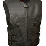 Biker Hill BAM3500 Men’s ‘Swat’ Style Motorcycle Leather Vest
