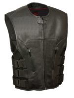 Biker Hill BAM3500 Men’s ‘Swat’ Style Motorcycle Leather Vest