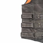 Biker Hill BAM3530 Men’s Swat-Tactical Style Black Motorcycle Leather Rider Vest - Image 7