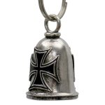 Milwaukee Leather MLB9111 Iron Cross Motorcycle Good Luck Bell w/ Key Ring-Key Chain Accessory for Bikers - Image 2