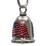 Milwaukee Leather MLB9151 Waving Flag Motorcycle Good Luck Bell w/ Key Ring-Key Chain Accessory for Bikers - Image 2