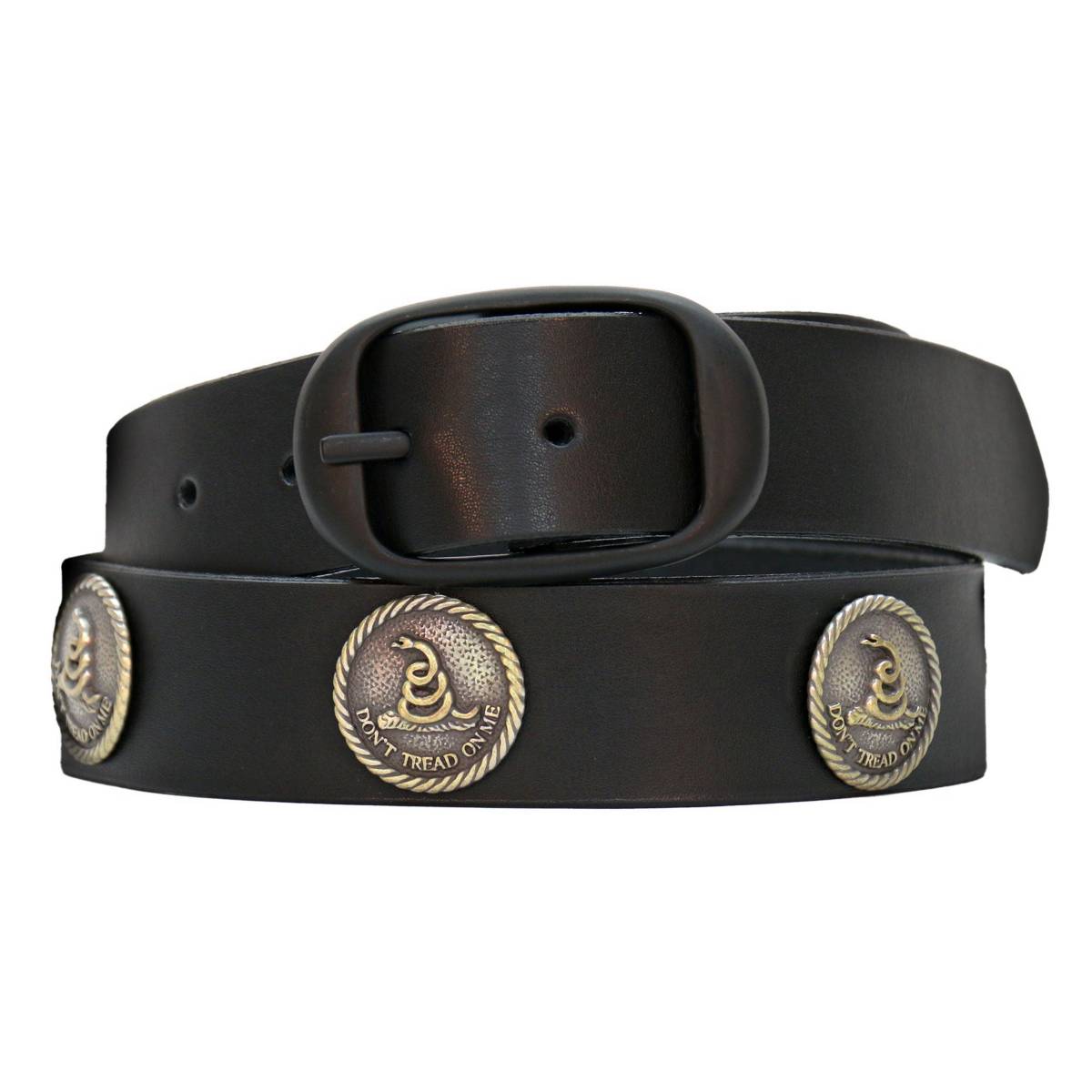 Hot Leathers BLA1133 Men’s Don’t Thread On Me Black Leather Belt w/ Interchangeable Buckle – 1.5 inches Wide