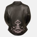 Milwaukee Leather ML2500 Women’s Reflective Star Riveted Black/Pink Leather Jacket - Image 3