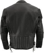 M-Boss Motorcycle Apparel BOS11510 Men’s ‘Speed’ Black Cowhide Leather Motorcycle Riding Jacket - Image 2