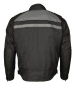 M Boss Motorcycle Apparel BOS11700 Men’s Black Nylon Motorcycle Racer Riding Jacket with Reflective Piping - Image 2