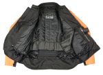 M Boss Motorcycle Apparel BOS11701 Men’s High-Vis Orange Nylon Motorcycle Racer Riding Jacket with Mesh Panel Black - Image 7