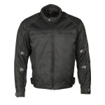 M Boss Motorcycle Apparel BOS11703 Men’s Black Nylon and Mesh Motorcycle Racer Riding Jacket with Reflective Piping