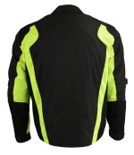 M Boss Motorcycle Apparel BOS11706 Men’s Black/Hi-Vis Green Nylon Motorcycle Racer Jacket with Armor Protection - Image 4