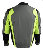 M Boss Motorcycle Apparel BOS11706 Men’s Grey/Hi-Vis Green Nylon Motorcycle Racer Jacket with Armor Protection - Image 10