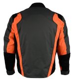 M Boss Motorcycle Apparel BOS11706 Men’s Grey/Hi-Vis Orange Nylon Motorcycle Racer Jacket with Armor Protection - Image 4
