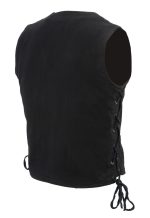 M Boss Motorcycle Apparel BOS13003 Men’s Black Denim Motorcycle Side Lace Vest with Quick Draw Pocket - Image 9