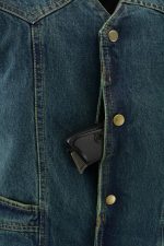 M Boss Motorcycle Apparel BOS13003 Men’s Blue Denim Motorcycle Side Lace Vest with Quick Draw Pocket - Image 6