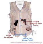 M Boss Motorcycle Apparel BOS13003 Men’s Black Denim Motorcycle Side Lace Vest with Quick Draw Pocket - Image 2