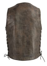 M Boss Motorcycle Apparel BOS13501 Men’s Distressed Brown Leather 10 Pocket Motorcycle Vest w/ Quick Draw Pocket - Image 7