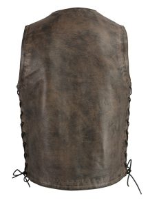 M Boss Motorcycle Apparel BOS13501 Men’s Distressed Brown Leather 10 Pocket Motorcycle Vest w/ Quick Draw Pocket - Image 7
