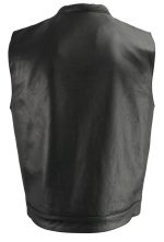 M Boss Motorcycle Apparel BOS13502 Men’s Leather Black Snap Front Club Style Vest with Quick Draw Pocket - Image 2
