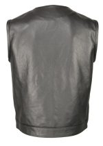 M Boss Motorcycle Apparel BOS13504 Men’s Black Leather Collarless Club Style Vest with Quick Draw Pocket - Image 4