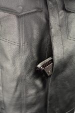 M Boss Motorcycle Apparel BOS13504 Men’s Black Leather Collarless Club Style Vest with Quick Draw Pocket - Image 5