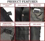 M Boss Motorcycle Apparel BOS13507 Men’s Black Side Lace Leather Vest with Buffalo Nickel Snaps - Image 3