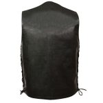 M-Boss Motorcycle Apparel BOS13515 Men’s Black Leather Classic Western Style Motorcycle Rider Vest with Side Laces - Image 2