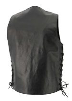 M-Boss Motorcycle Apparel BOS13517 Men’s Classic Black Leather ‘Side Laced’ Motorcycle Biker Rider Vest - Image 2