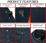 M Boss Motorcycle Apparel Apparel BOS13520 Men’s Blue Denim Snap Front Club Style Motorcycle Rider Vest - Image 4