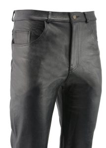 M-Boss Motorcycle Apparel BOS15570 Men’s Black Jean Style Leather Pants - Image 4