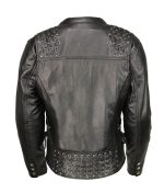 M Boss Motorcycle Apparel BOS22503 Women’s Black Armored Motorcycle Leather Jacket with Back Lacing Detail - Image 2