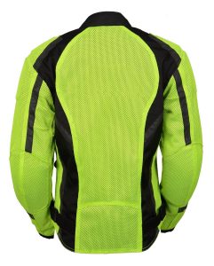 M Boss Motorcycle Apparel BOS22705 Wome’ns Hi-Vis Green Motorcycle Mesh Racer Jacket with Open Neck - Image 4
